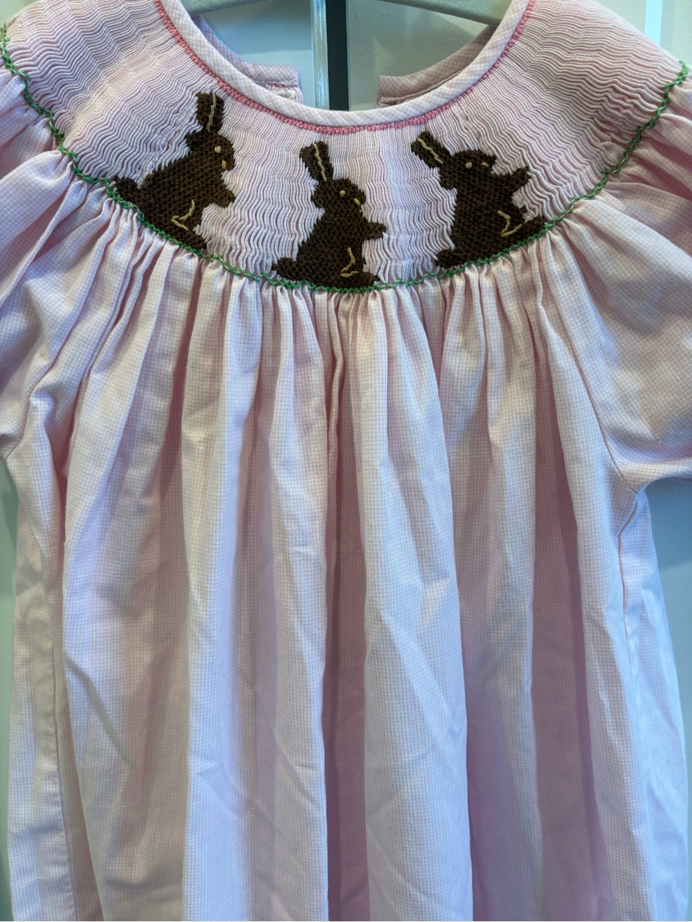 Easter Bunny Pink Smocked Girls' Dress - 3T